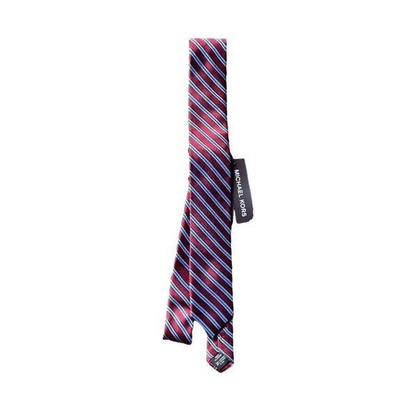 NWT Michael Kors Skinny Neck Tie Striped Red 100% Silk Boys Youth - Picture 1 of 4